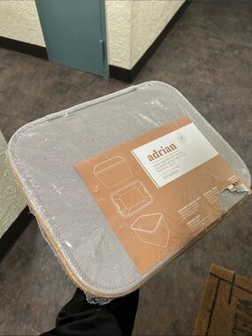 ADRIAN Cloth Fabric Light Gray Laundry Basket & Lid BRAND NEW FACTORY SEALED